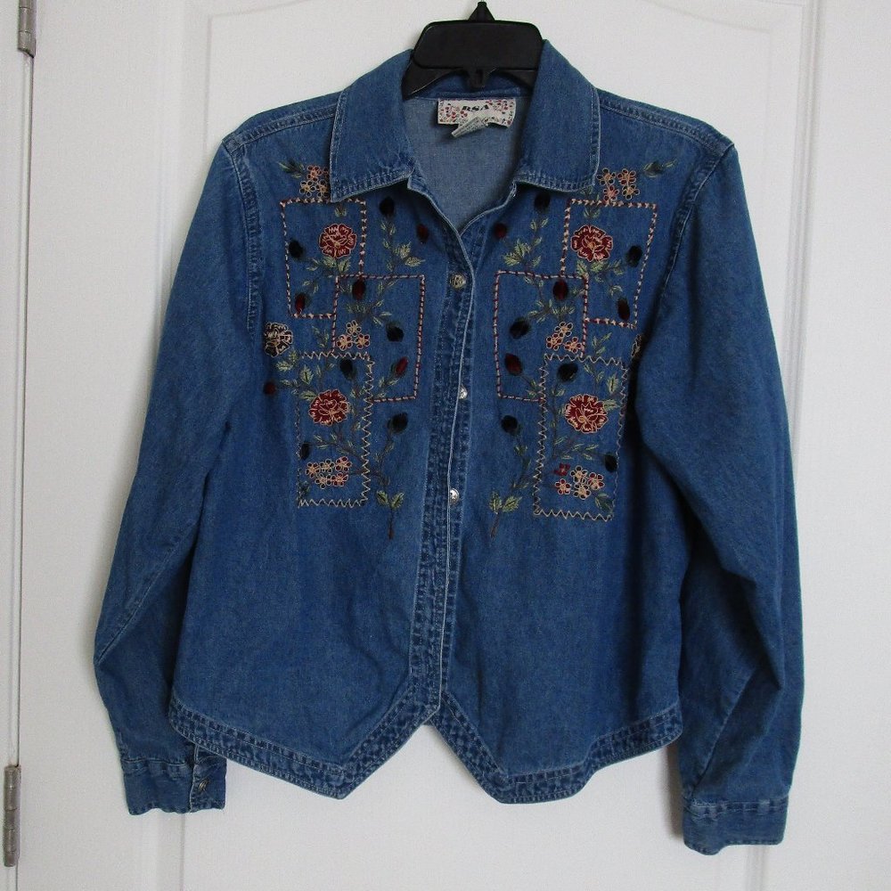 embroidered denim shirt